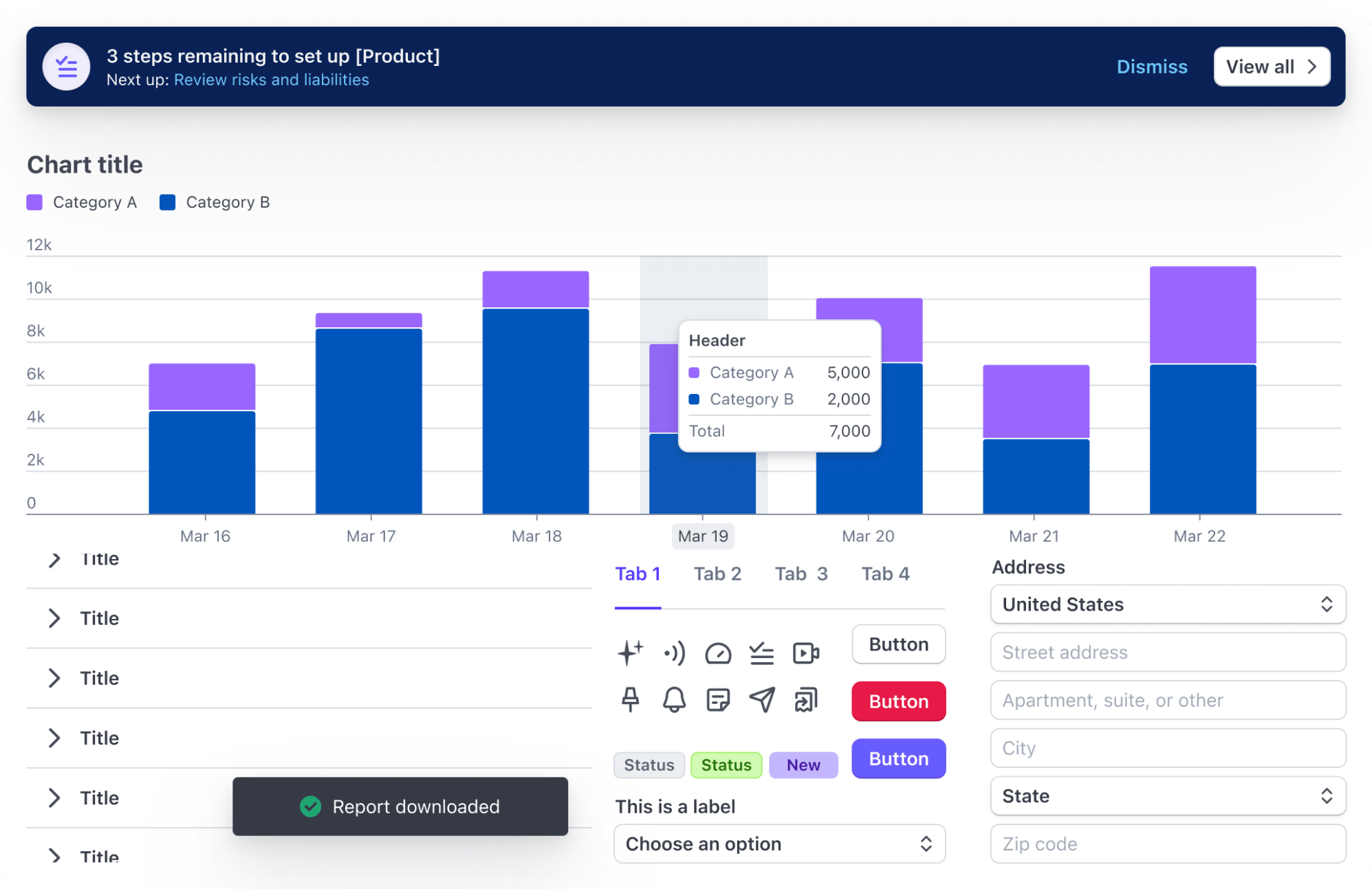 A collection of components from Stripe's design system